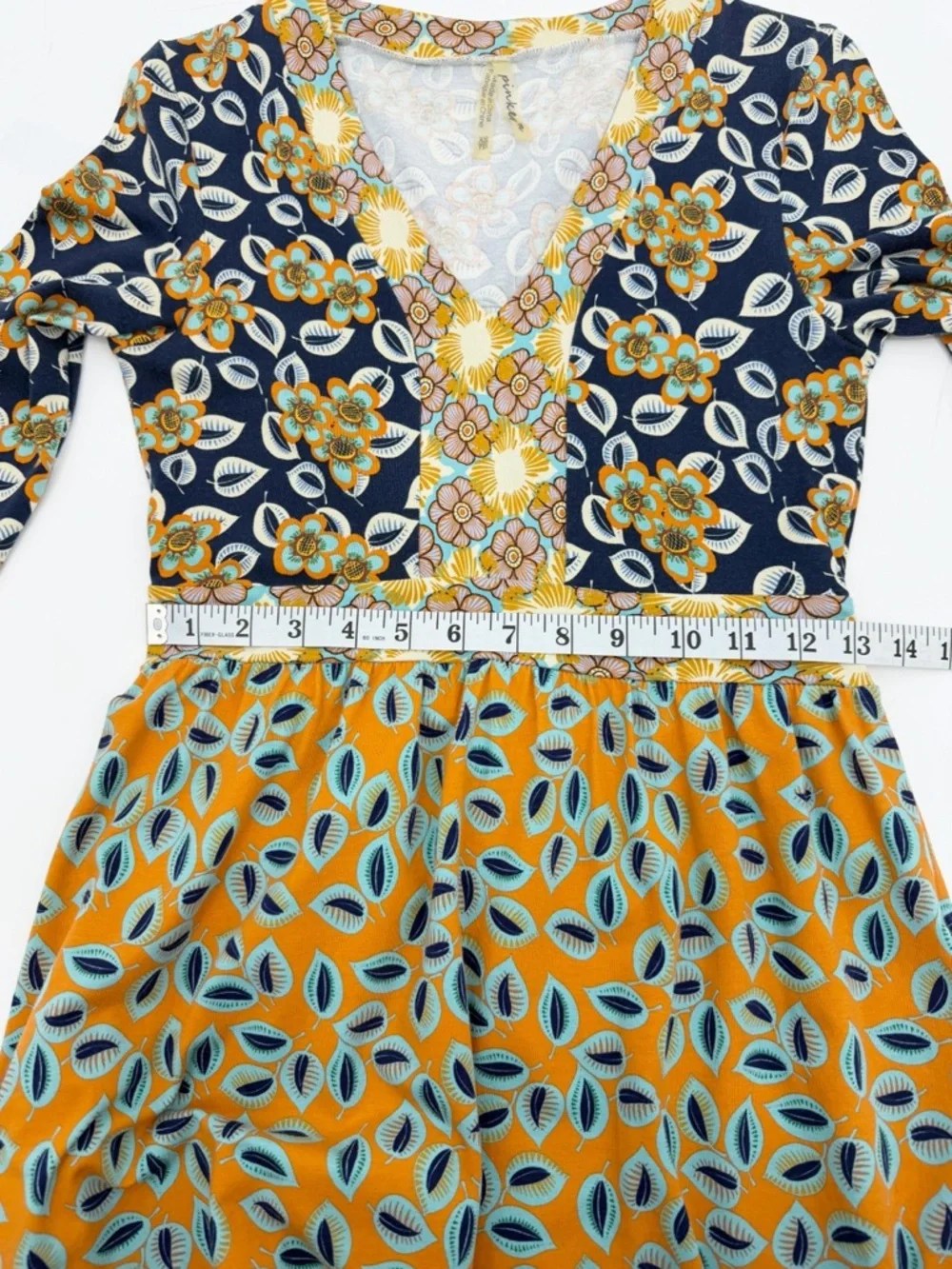 Anthropologie Pinkerton Boho Floral Patchwork Dress V-Neck 3/4 Sleeve XS - Picture 10 of 14